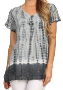Sakkas Dior Embroidery And Seqiun Accents Drop Neck Blouse