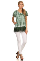 Sakkas Dior Embroidery And Seqiun Accents Drop Neck Blouse