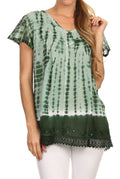 Sakkas Dior Embroidery And Seqiun Accents Drop Neck Blouse#color_Forest Green