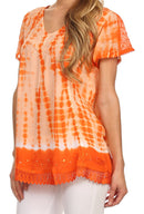 Sakkas Dior Embroidery And Seqiun Accents Drop Neck Blouse