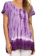 Sakkas Dior Embroidery And Seqiun Accents Drop Neck Blouse#color_Purple
