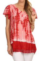 Sakkas Dior Embroidery And Seqiun Accents Drop Neck Blouse