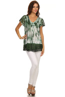 Sakkas Violet Embroidery Tie Dye Sequin Accents Blouse / Top