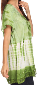 Sakkas Violet Embroidery Tie Dye Sequin Accents Blouse / Top