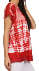 Sakkas Violet Embroidery Tie Dye Sequin Accents Blouse / Top