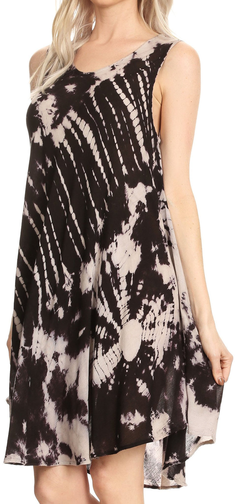 Sakkas Falani Tie Dye Sleeveless Long Tank Style Top | Cover Up