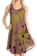 Sakkas Falani Tie Dye Sleeveless Long Tank Style Top | Cover Up#color_Olive