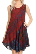 Sakkas Falani Tie Dye Sleeveless Long Tank Style Top | Cover Up#color_Red