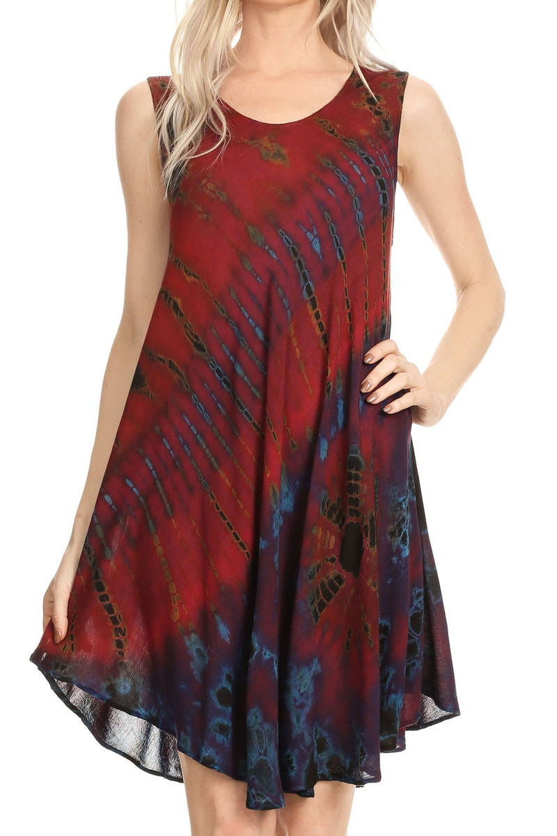 Sakkas Falani Tie Dye Sleeveless Long Tank Style Top | Cover Up