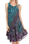 Sakkas Falani Tie Dye Sleeveless Long Tank Style Top | Cover Up#color_Teal