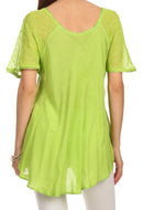 Sakkas Albina Island Relaxed Fit Embroidery Cap Sleeves Blouse / Top