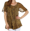 Sakkas Malvina Marbled Embroidery Cap Sleeves Blouse / Top#color_CaféNoir