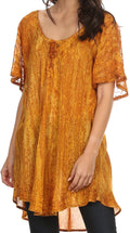 Sakkas Zoya Marbled Embroidery  Cap Sleeves Blouse / Top#color_Copperbeige