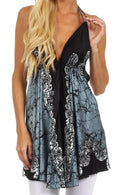 Sakkas Sunetra Silky V-Neck Halter Blouse#color_Grey