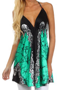 Sakkas Sunetra Silky V-Neck Halter Blouse#color_Mint