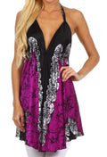 Sakkas Sunetra Silky V-Neck Halter Blouse#color_Violet