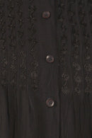 Sakkas Button Down Embroidered Short Sleeve Semi-Sheer Gauzy Cotton Top / Blouse