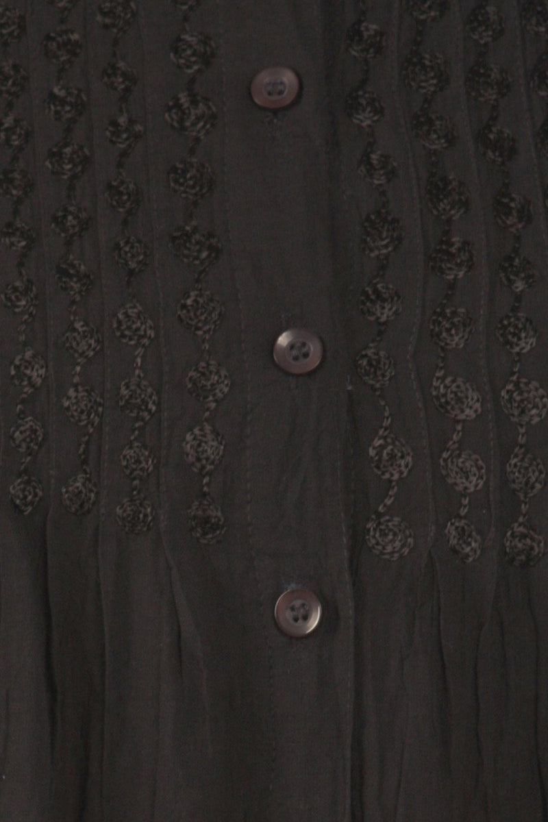 Sakkas Button Down Embroidered Short Sleeve Semi-Sheer Gauzy Cotton To