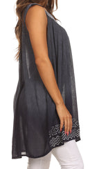 Sakkas Merida Ombre Relaxed Fit Sleeveless V-Neck Blouse