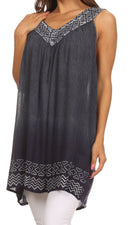 Sakkas Merida Ombre Relaxed Fit Sleeveless V-Neck Blouse
