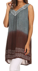 Sakkas Merida Ombre Relaxed Fit Sleeveless V-Neck Blouse