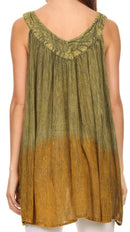 Sakkas Merida Ombre Relaxed Fit Sleeveless V-Neck Blouse