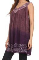 Sakkas Merida Ombre Relaxed Fit Sleeveless V-Neck Blouse