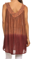 Sakkas Merida Ombre Relaxed Fit Sleeveless V-Neck Blouse