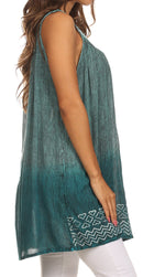 Sakkas Merida Ombre Relaxed Fit Sleeveless V-Neck Blouse