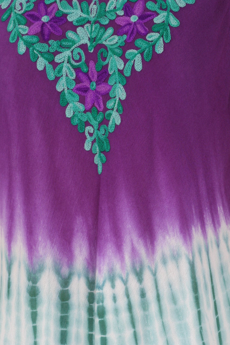 Sakkas Floral Yarn Embroidered Tie Dye Sleeveless Blouse