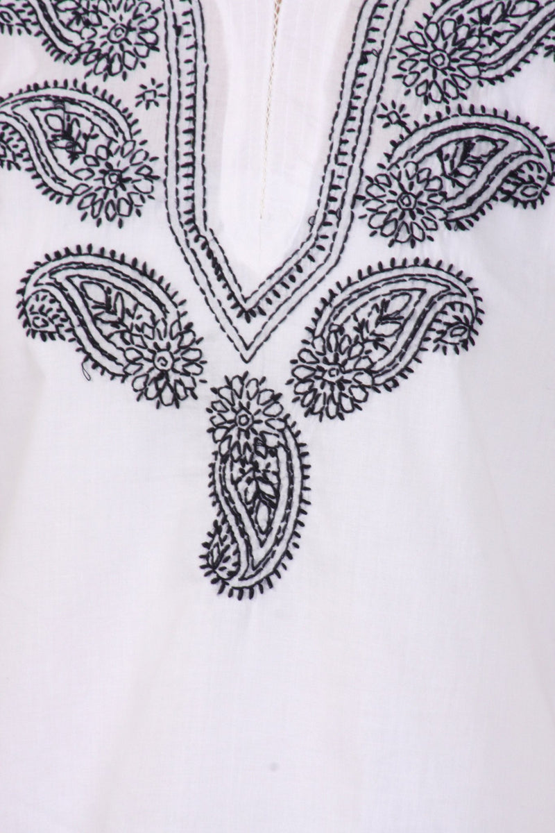 Sakkas Paisley Embroidered Cotton Long Sleeve Blouse