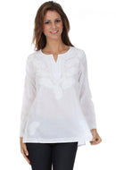 Sakkas Paisley Embroidered Cotton Long Sleeve Blouse