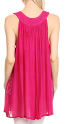 Sakkas Lea V-neck Crinkle Sleeveless embroidered  Tank top