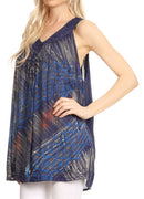 Sakkas Lea V-neck Crinkle Sleeveless embroidered  Tank top