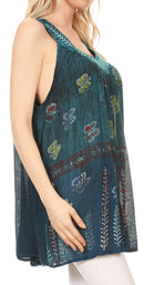 Sakkas Chiara Two Tone Sleeveless V-neck Tank Top Blouse