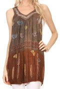Sakkas Chiara Two Tone Sleeveless V-neck Tank Top Blouse#color_Copper