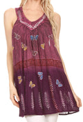 Sakkas Chiara Two Tone Sleeveless V-neck Tank Top Blouse#color_Fuchsia