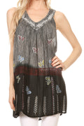 Sakkas Chiara Two Tone Sleeveless V-neck Tank Top Blouse#color_Grey