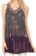 Sakkas Chiara Two Tone Sleeveless V-neck Tank Top Blouse#color_Purple