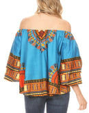 Sakkas Efua Wax Ankara Dutch African Print Pirate Casual Top Colorful