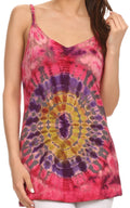 Sakkas Bree Adjustable Spaghetti Strap Tie Dye Tank Top#color_Grey/Pink