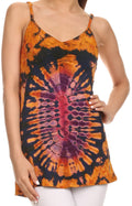 Sakkas Bree Adjustable Spaghetti Strap Tie Dye Tank Top#color_Navy/Copper