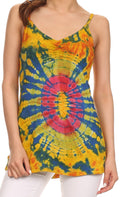 Sakkas Bree Adjustable Spaghetti Strap Tie Dye Tank Top#color_RoyalBlue/Yellow