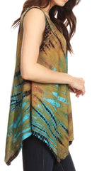 Sakkas Jaida Elegant High Low Tie Dye Tank Top