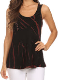 Sakkas Valentina Strapped Tie Dye Tank Cami With Scoop Neck#color_Black/Chocolate
