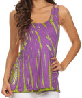 Sakkas Valentina Strapped Tie Dye Tank Cami With Scoop Neck#color_ Purple / Green
