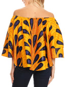Sakkas Abree Off-shoulder Short Sleeve  Blouse Top Ankara Wax Dutch African Print