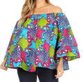 Sakkas Abree Off-shoulder Short Sleeve  Blouse Top Ankara Wax Dutch African Print#color_604-Multi