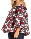 Sakkas Abree Off-shoulder Short Sleeve  Blouse Top Ankara Wax Dutch African Print