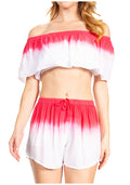 Sakkas Jackie Women's Bandeau and Shorts set Off the Shoulder Summer Strapless#color_Pink